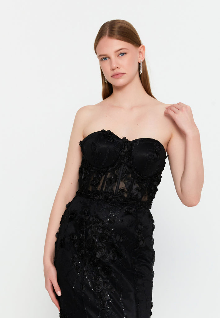 Strapless Maxi Tulle Mermaid Wedding Guest Dress