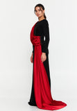 Asymmetric Draped Shoulder Gown – Hand-Beaded Detailing, Sculpted Silhouette & Flowing Train