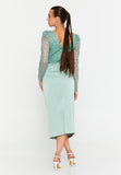 Long Sleeve Midi Polyester Column Evening Dress