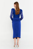 Long Sleeve Midi Polyester Column Evening Dress
