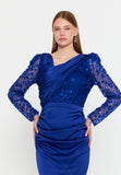 Long Sleeve Midi Polyester Column Evening Dress