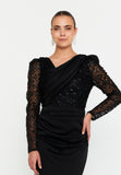 Long Sleeve Midi Polyester Column Evening Dress