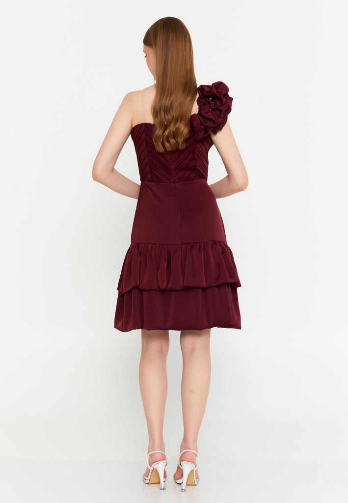 One Shoulder Mini Polyester Column Cocktail Dress