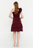 One Shoulder Mini Polyester Column Cocktail Dress
