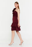 One Shoulder Mini Polyester Column Cocktail Dress