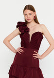 One Shoulder Mini Polyester Column Cocktail Dress