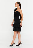 One Shoulder Mini Polyester Column Cocktail Dress