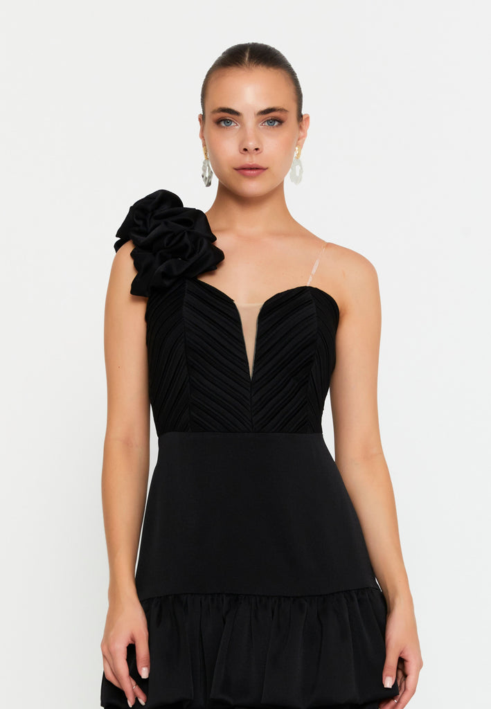 One Shoulder Mini Polyester Column Cocktail Dress