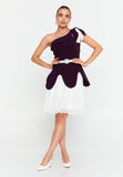 One Shoulder Midi Polyester Column Evening Dress