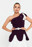 One Shoulder Midi Polyester Column Evening Dress