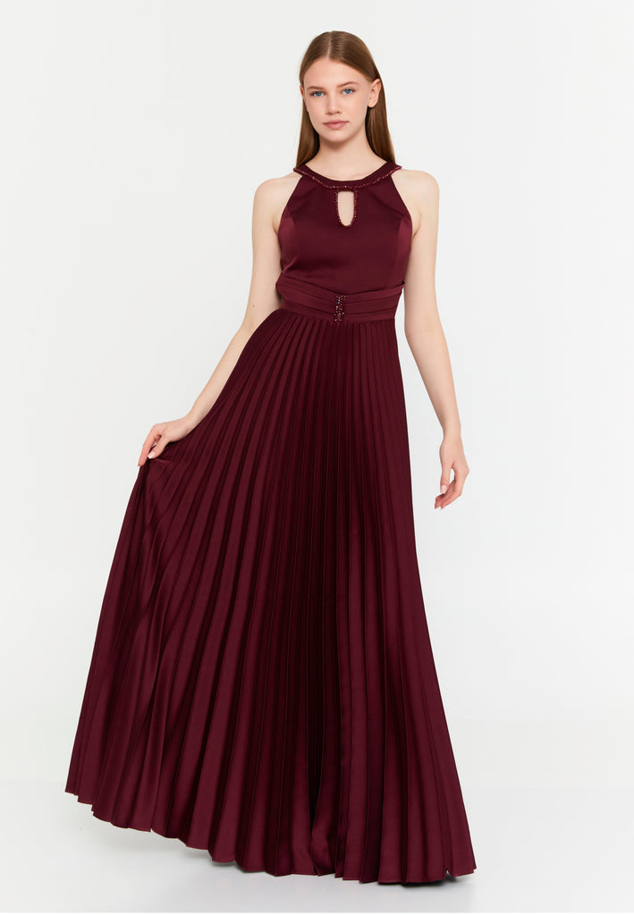 Sleeveless Maxi Polyester Column Evening Dress