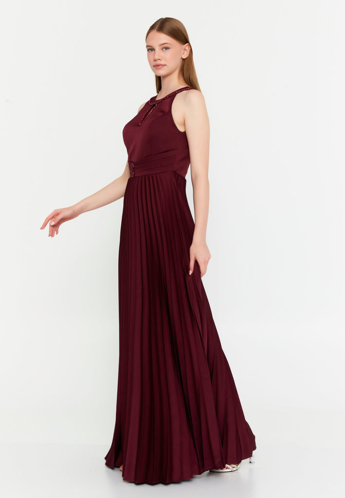 Sleeveless Maxi Polyester Column Evening Dress