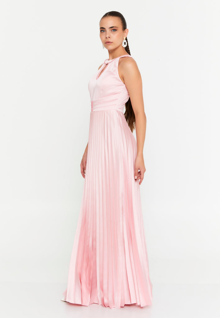Sleeveless Maxi Polyester Column Evening Dress