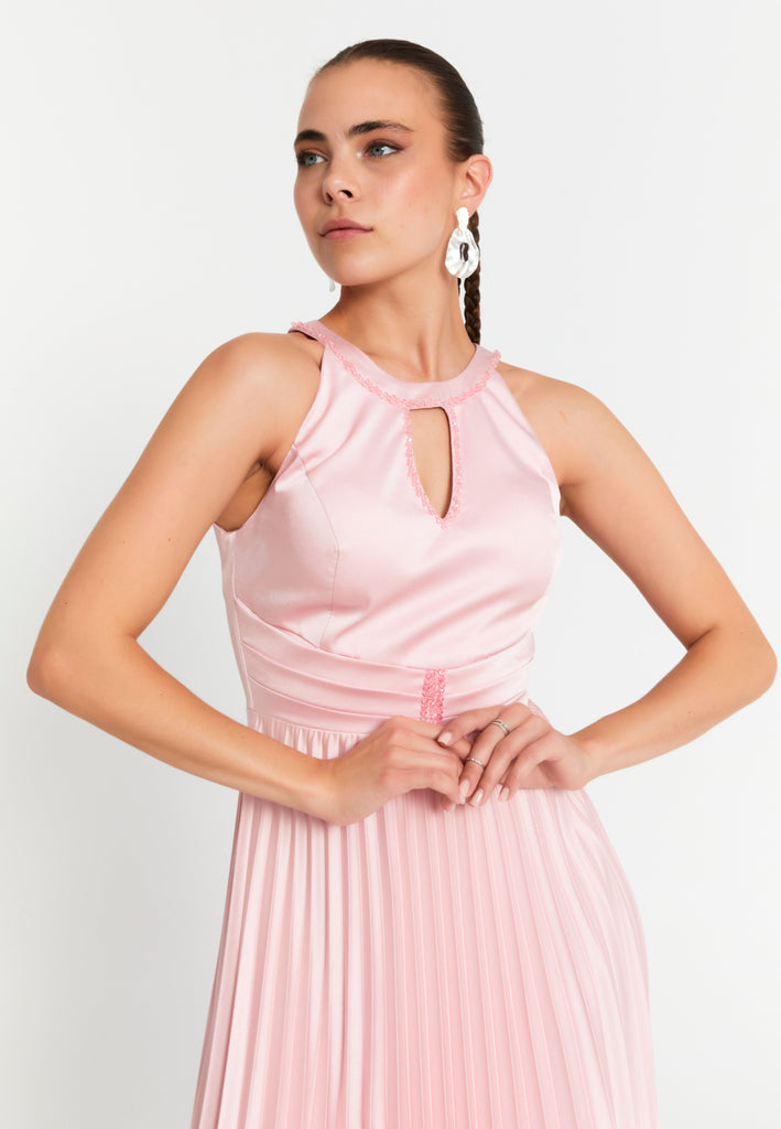 Sleeveless Maxi Polyester Column Evening Dress