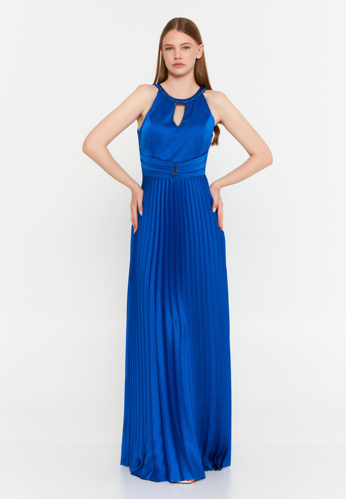 Sleeveless Maxi Polyester Column Evening Dress