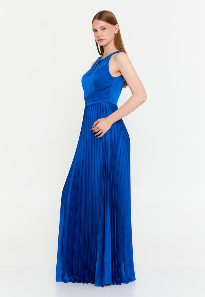 Sleeveless Maxi Polyester Column Evening Dress