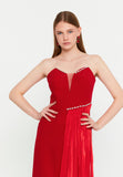 Strapless Mini Cotton Column Evening Dress