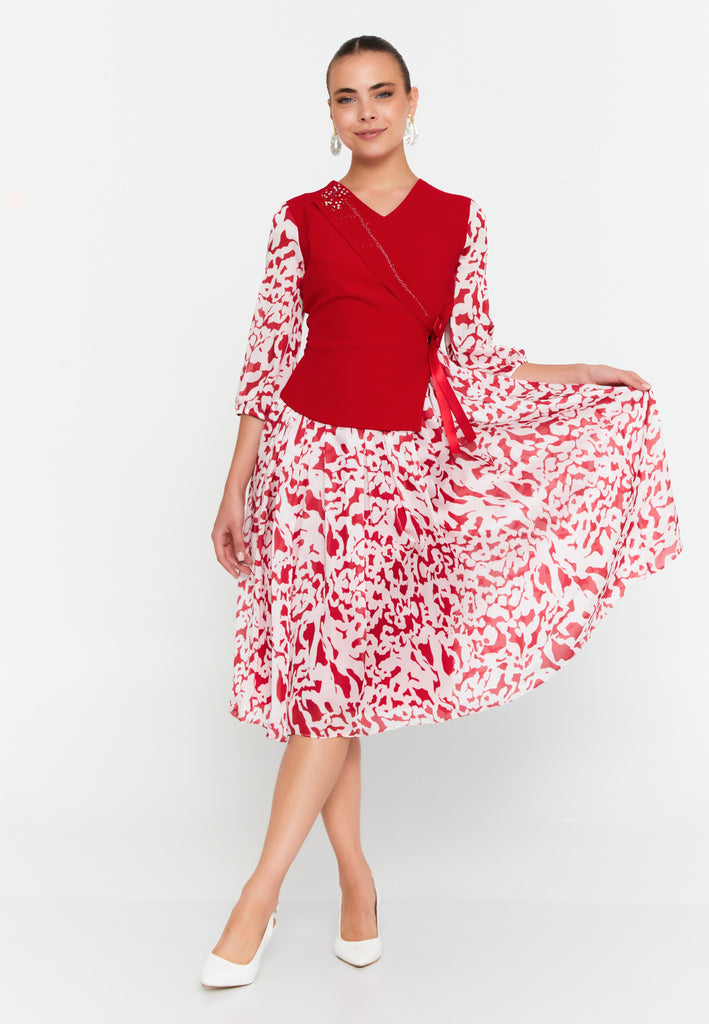 Midi Chiffon Column Elegant Evening Dress