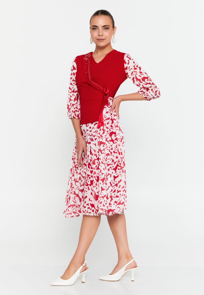 Midi Chiffon Column Elegant Evening Dress