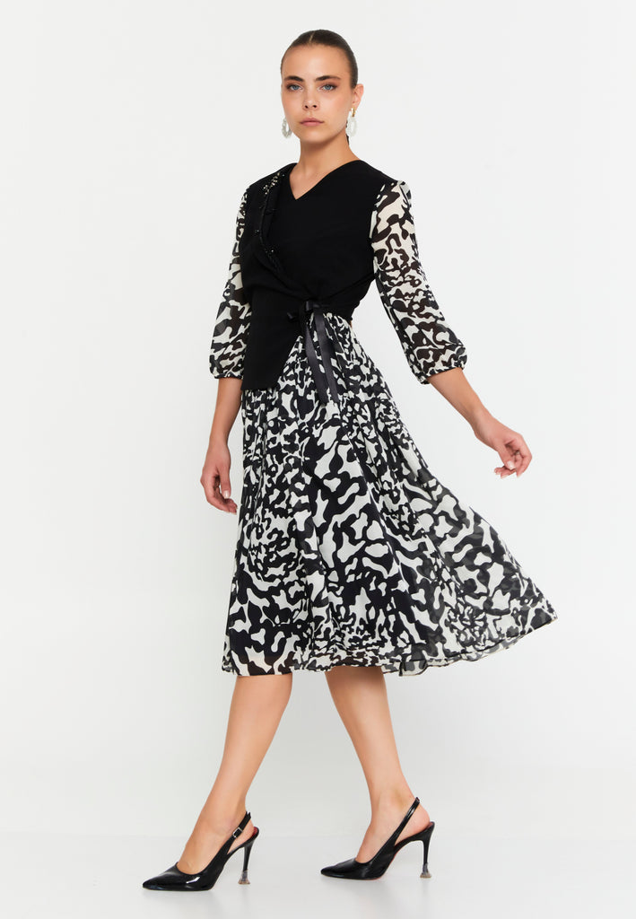 Midi Chiffon Column Elegant Evening Dress