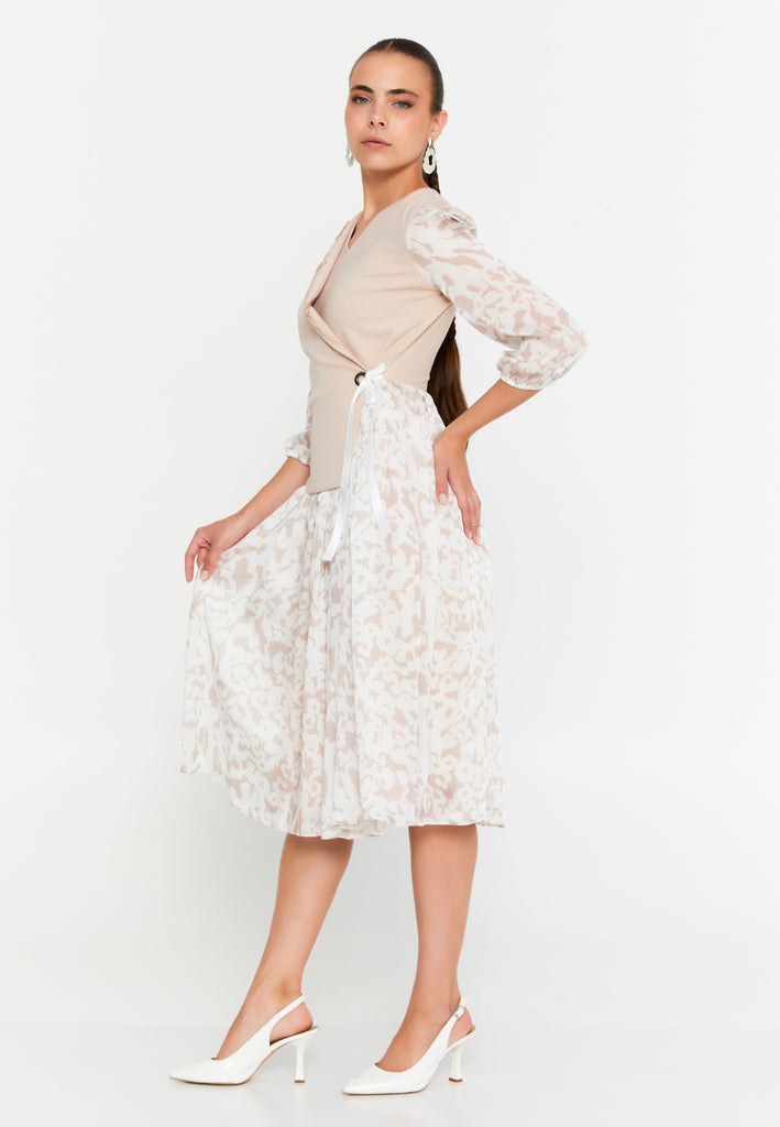 Midi Chiffon Column Elegant Evening Dress