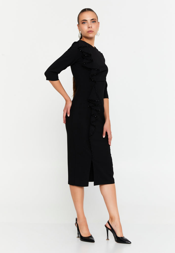 Midi Polyester Column Elegant Evening Dress