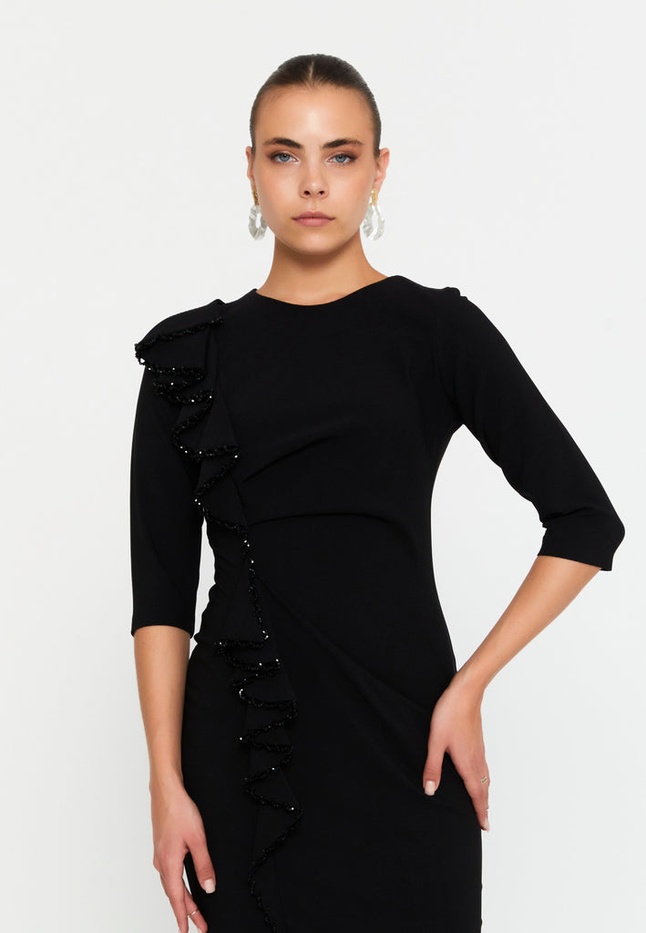 Midi Polyester Column Elegant Evening Dress