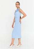 Sleeveless Midi Cotton Column Evening Dress