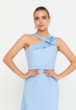 Sleeveless Midi Cotton Column Evening Dress