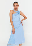 Sleeveless Midi Cotton Column Evening Dress