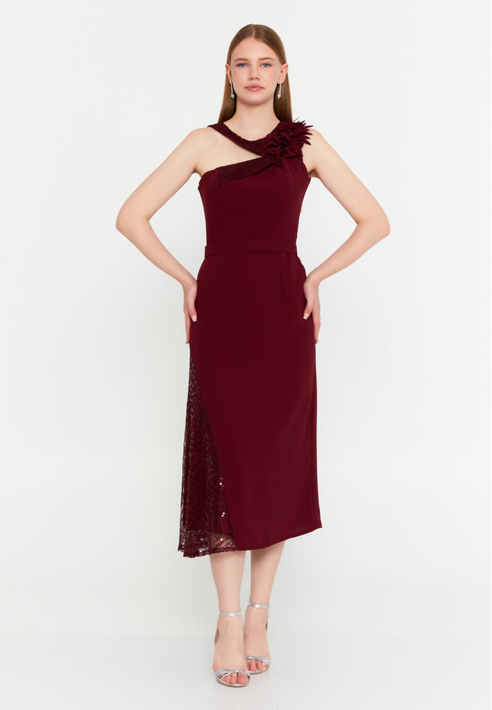 Sleeveless Midi Cotton Column Evening Dress