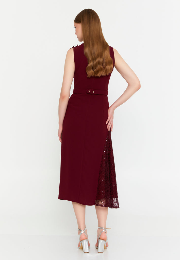 Sleeveless Midi Cotton Column Evening Dress