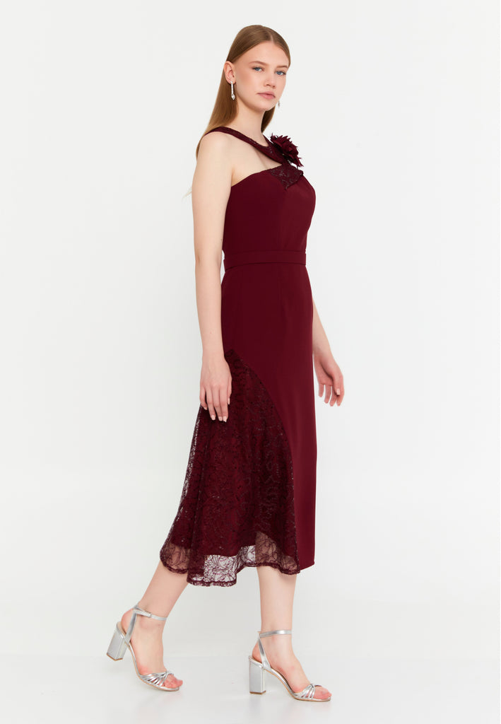 Sleeveless Midi Cotton Column Evening Dress