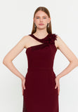 Sleeveless Midi Cotton Column Evening Dress