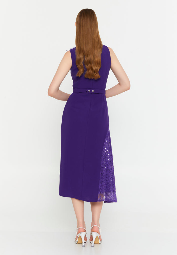 Sleeveless Midi Cotton Column Evening Dress