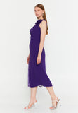 Sleeveless Midi Cotton Column Evening Dress