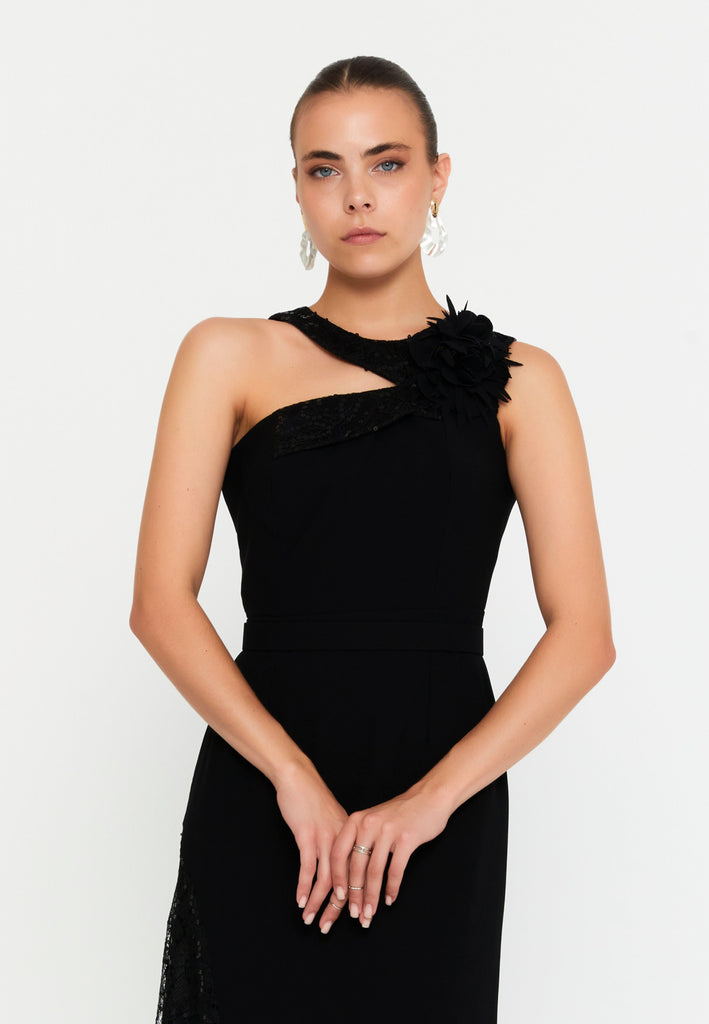 Sleeveless Midi Cotton Column Evening Dress