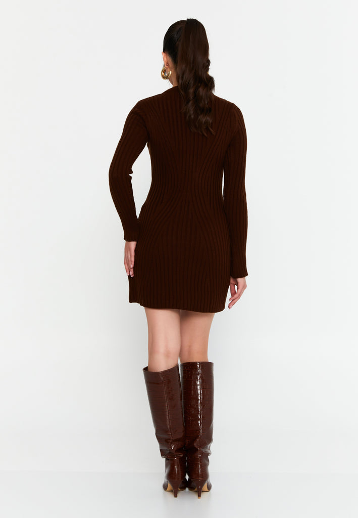 Ribbed Knit Sweater Dress – Slim Fit, Soft Texture & Minimal Chic for Effortless Autumn-Winter Style