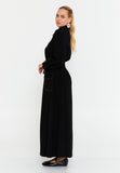 Shirt-Collar Maxi Dress with Drawstring Waist – Contrast-Piped Patch Pockets & Full-Button Front for Effortless Smart-Casual