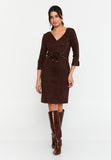 V-Neck Waist-Tie Bodycon Dress – Elegant Minimalism with a Tailored Feminine Silhouette