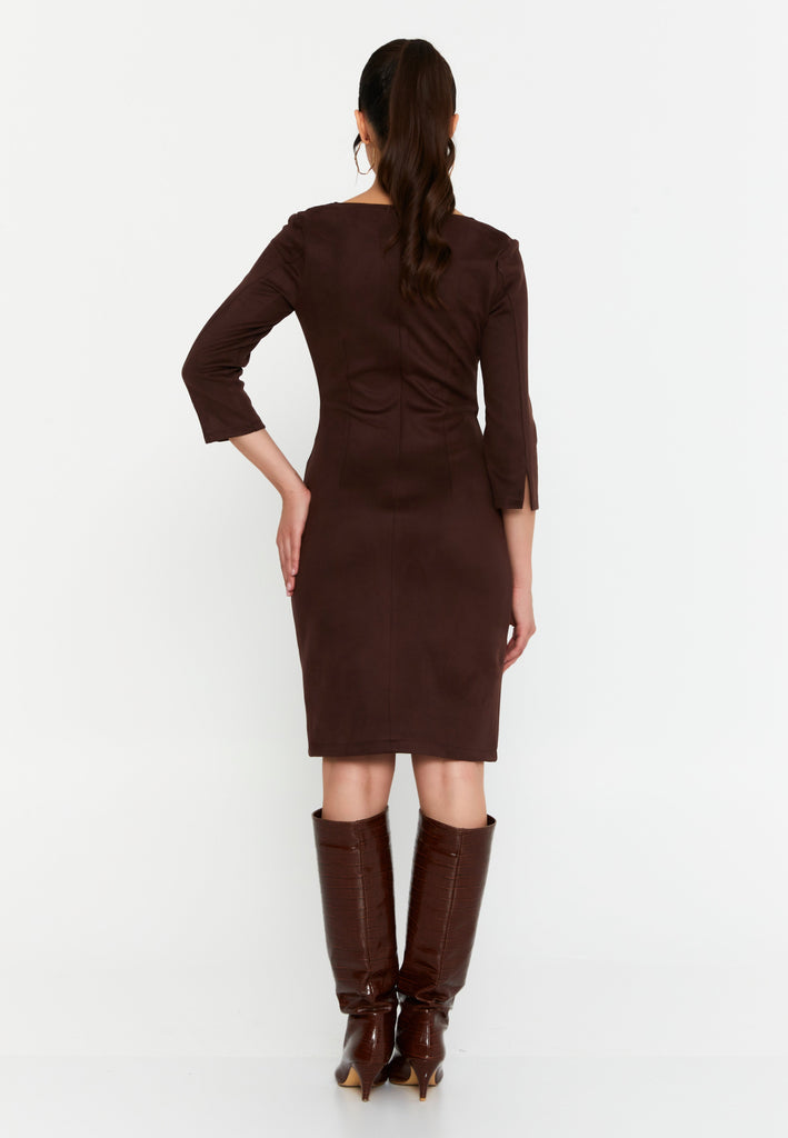 V-Neck Waist-Tie Bodycon Dress – Elegant Minimalism with a Tailored Feminine Silhouette