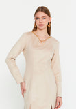 V-Neck Chain-Detail Bodycon Mini Dress – Sculpted Silhouette & Modern Minimalist Luxury