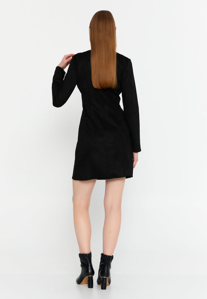 V-Neck Chain-Detail Bodycon Mini Dress – Sculpted Silhouette & Modern Minimalist Luxury