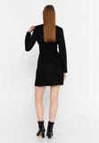 V-Neck Chain-Detail Bodycon Mini Dress – Sculpted Silhouette & Modern Minimalist Luxury