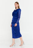 Long Sleeve Midi Polyester Column Evening Dress