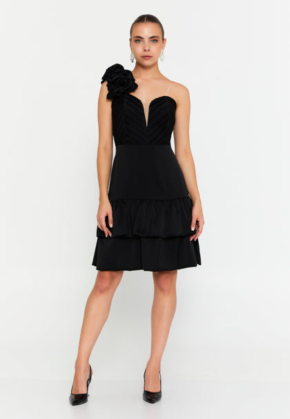One Shoulder Mini Polyester Column Cocktail Dress