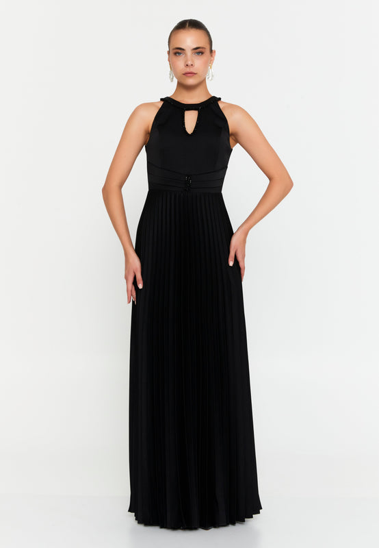 Sleeveless Maxi Polyester Column Evening Dress