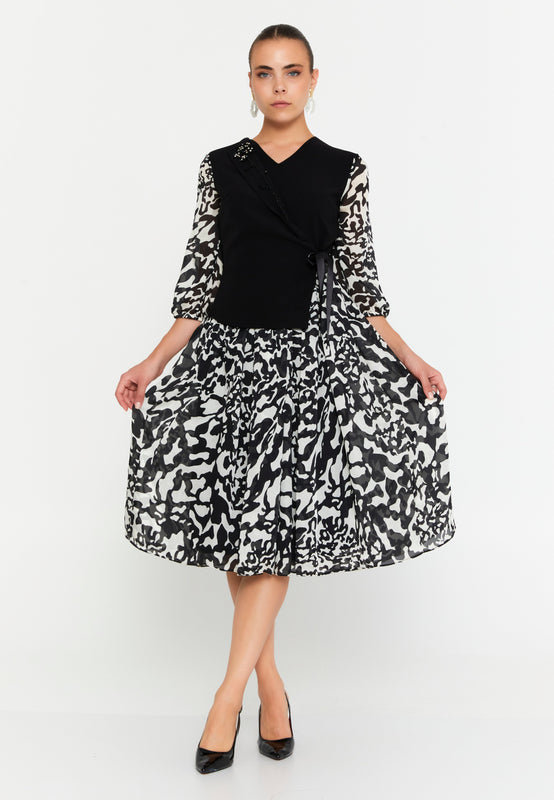 Midi Chiffon Column Elegant Evening Dress