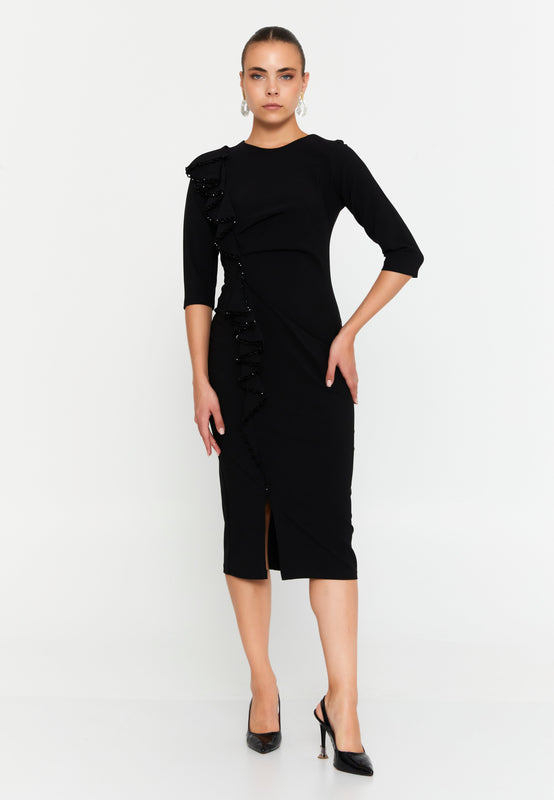 Midi Polyester Column Elegant Evening Dress