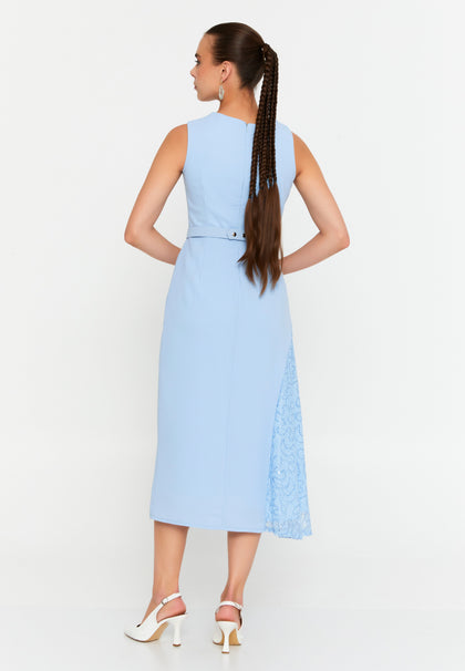 Sleeveless Midi Cotton Column Evening Dress